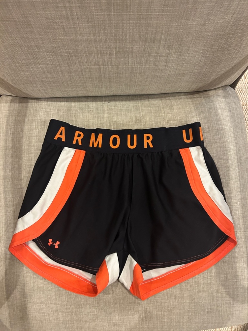 Under Armour Athletic Shorts in Black & Orange